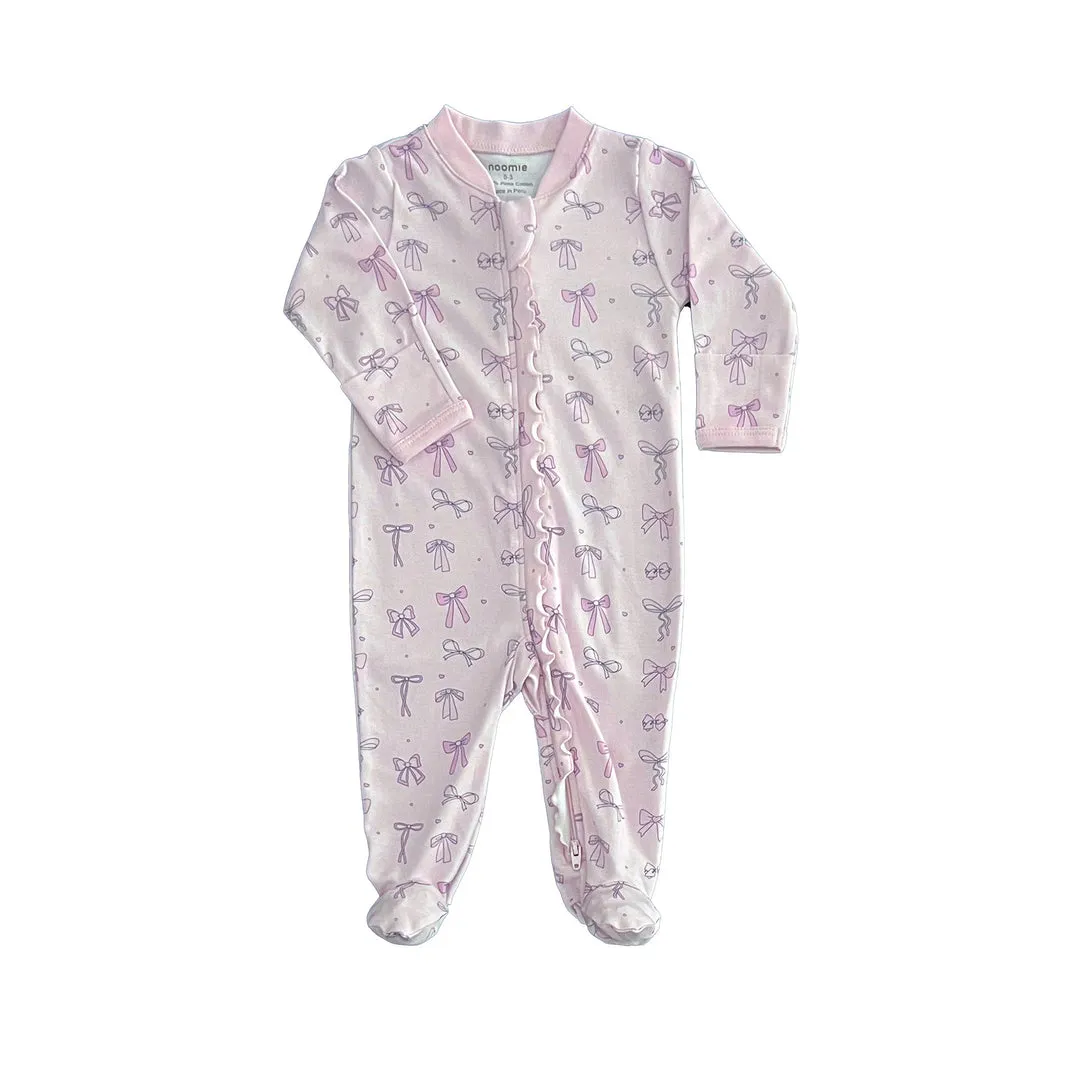 Bows Ruffle Zip Footie