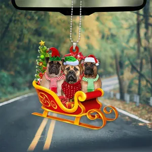 Bullmastiff-Dog Christmas Sleigh Car-Two Sided Ornament
