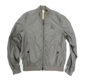 Burberry Brit Grey Light Nylon Windbreaker Bomber Jacket - L