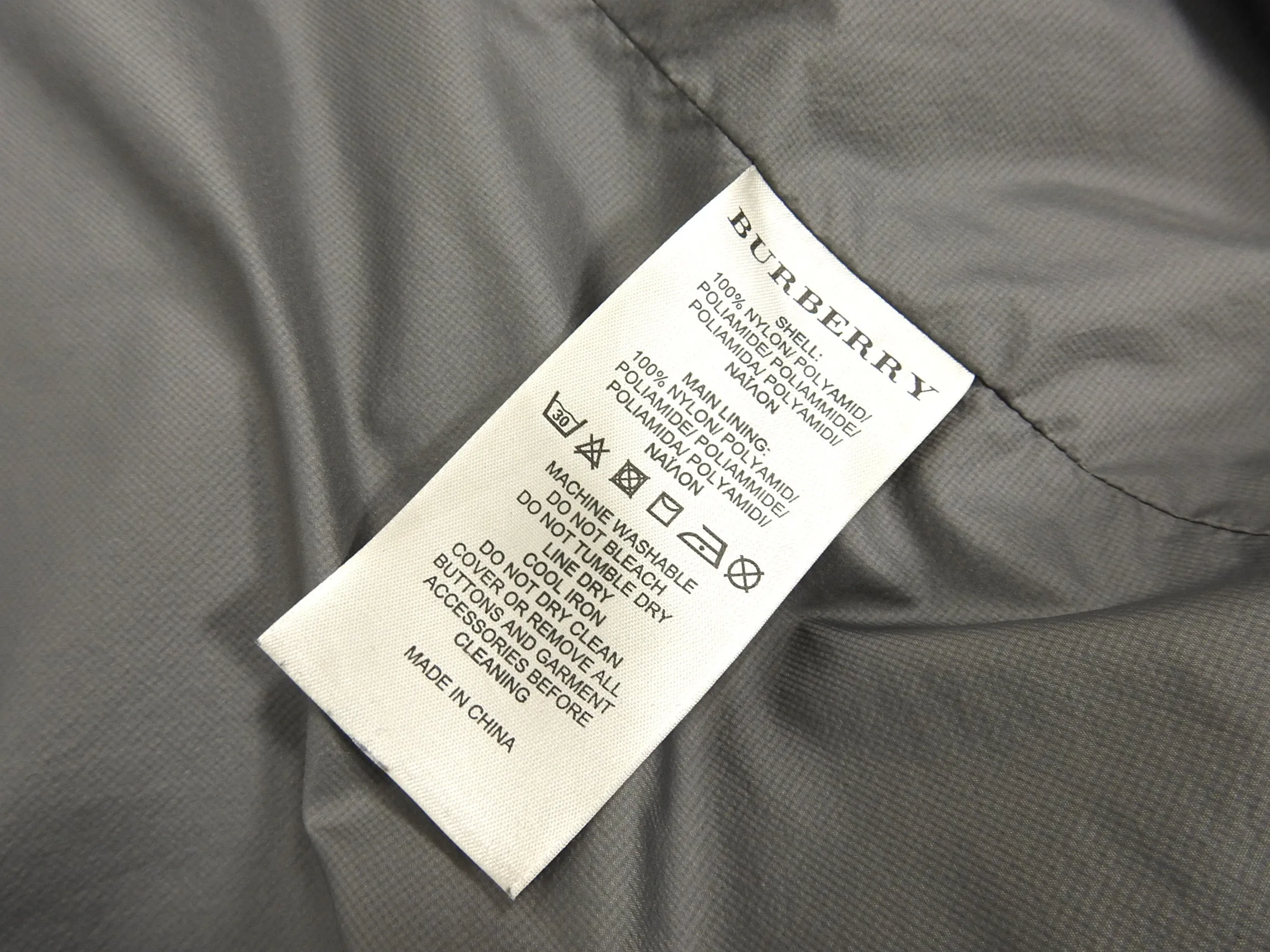 Burberry Brit Grey Light Nylon Windbreaker Bomber Jacket - L