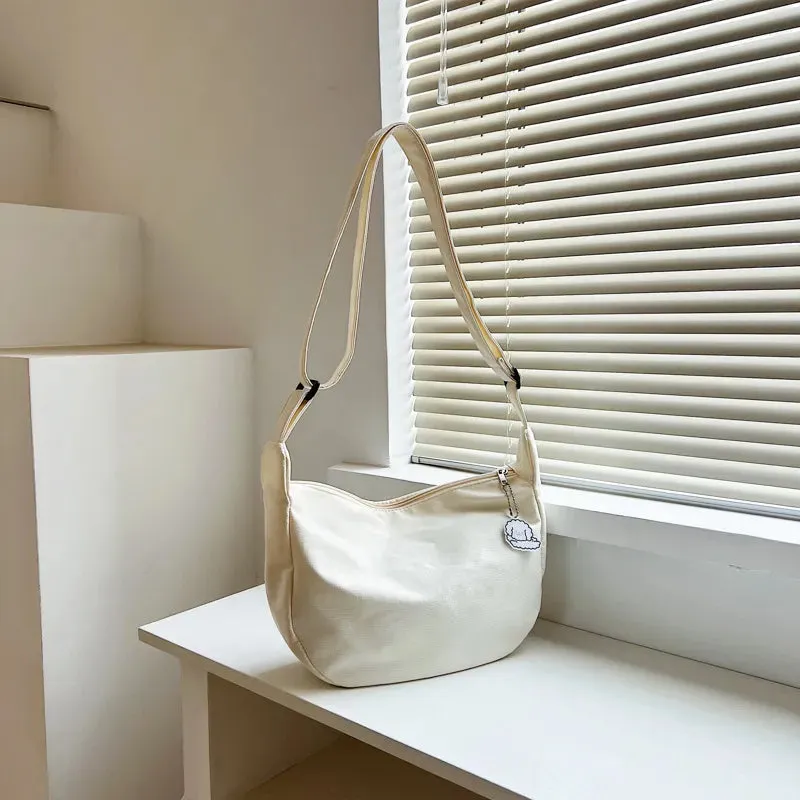 Canvass Shoulder Bags for Women Solid Minimalist Multifunction Handbags Large Capacity Crossbody Bags for Teens Purses