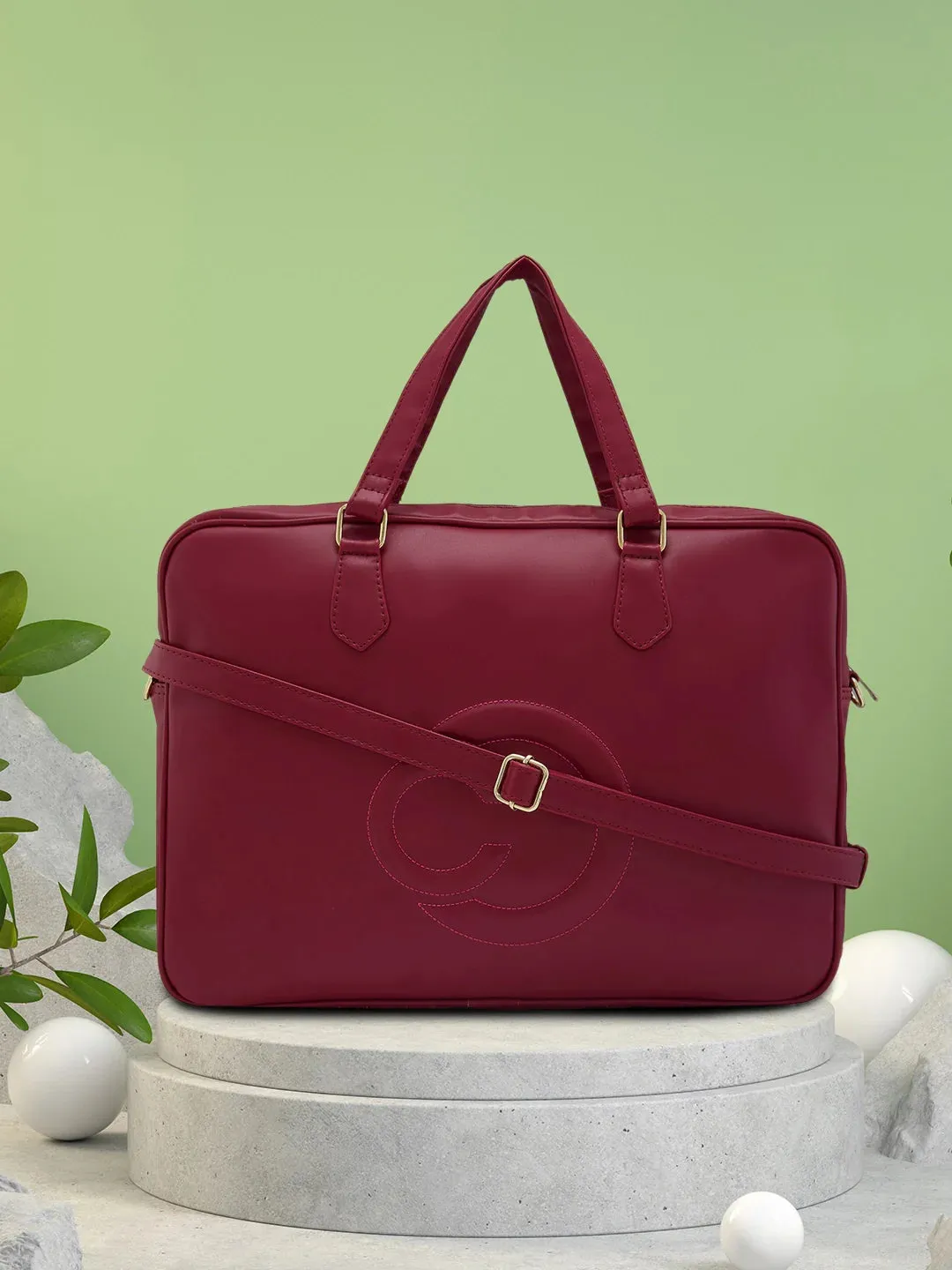 Caprese Dora Large Burgundy Laptop Bag