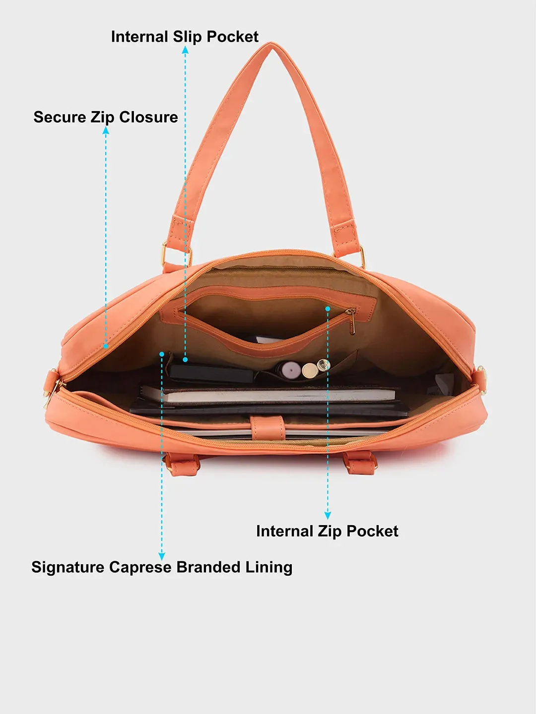 Caprese Dora Large Coral Laptop Bag