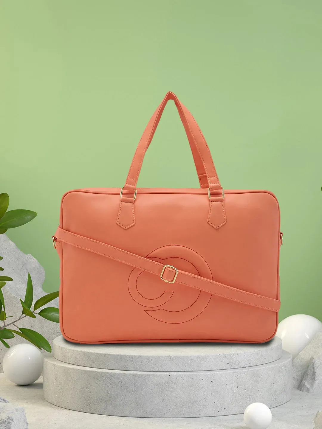 Caprese Dora Large Coral Laptop Bag