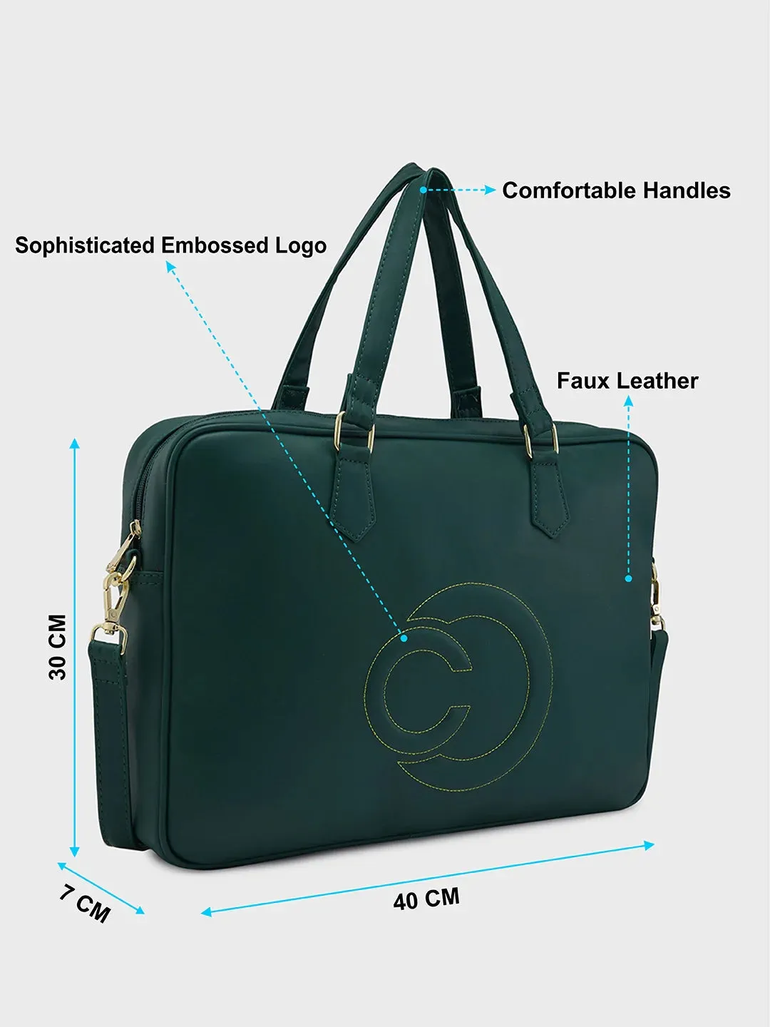 Caprese Dora Large Dark Green Laptop Bag