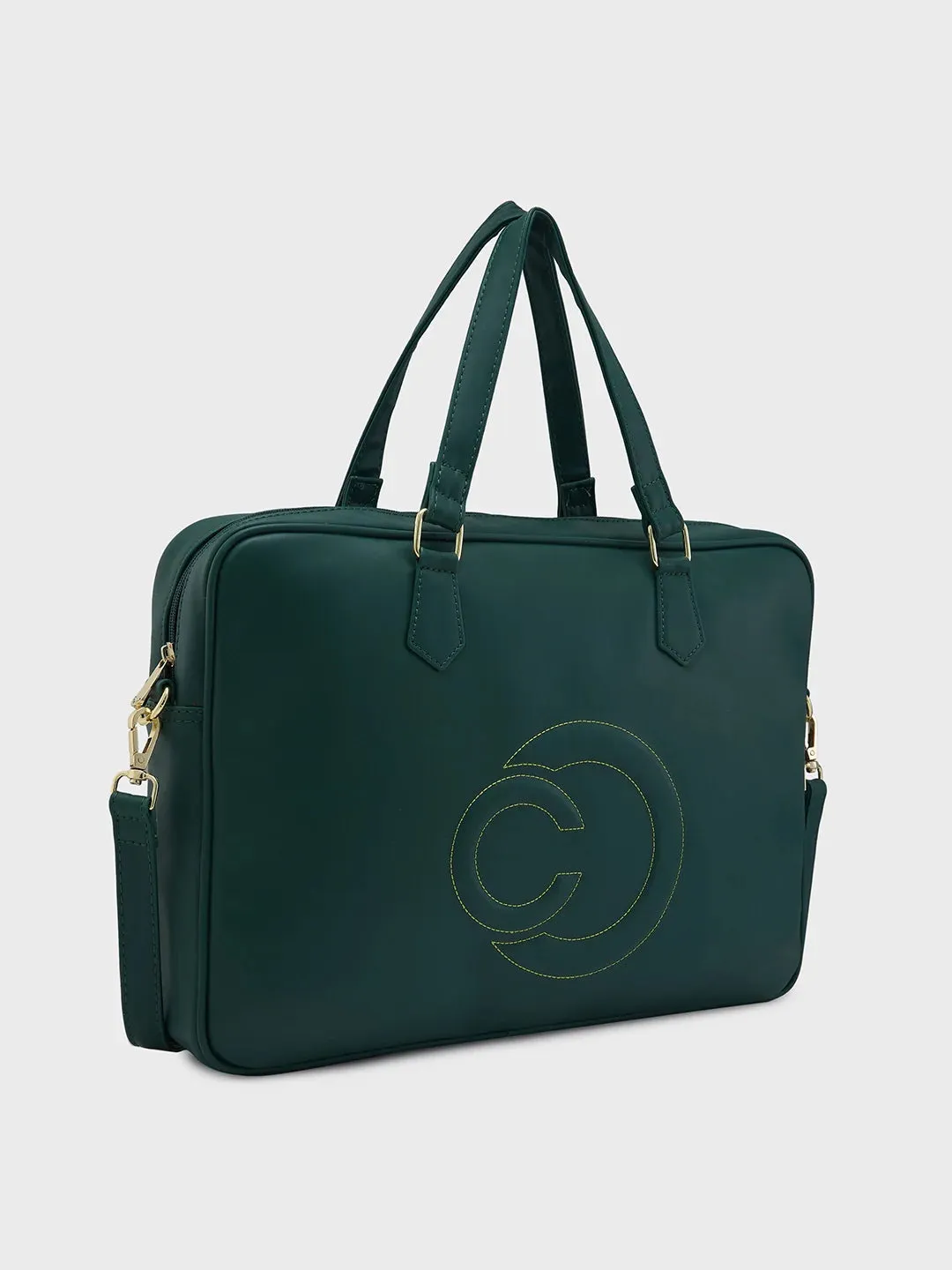 Caprese Dora Large Dark Green Laptop Bag