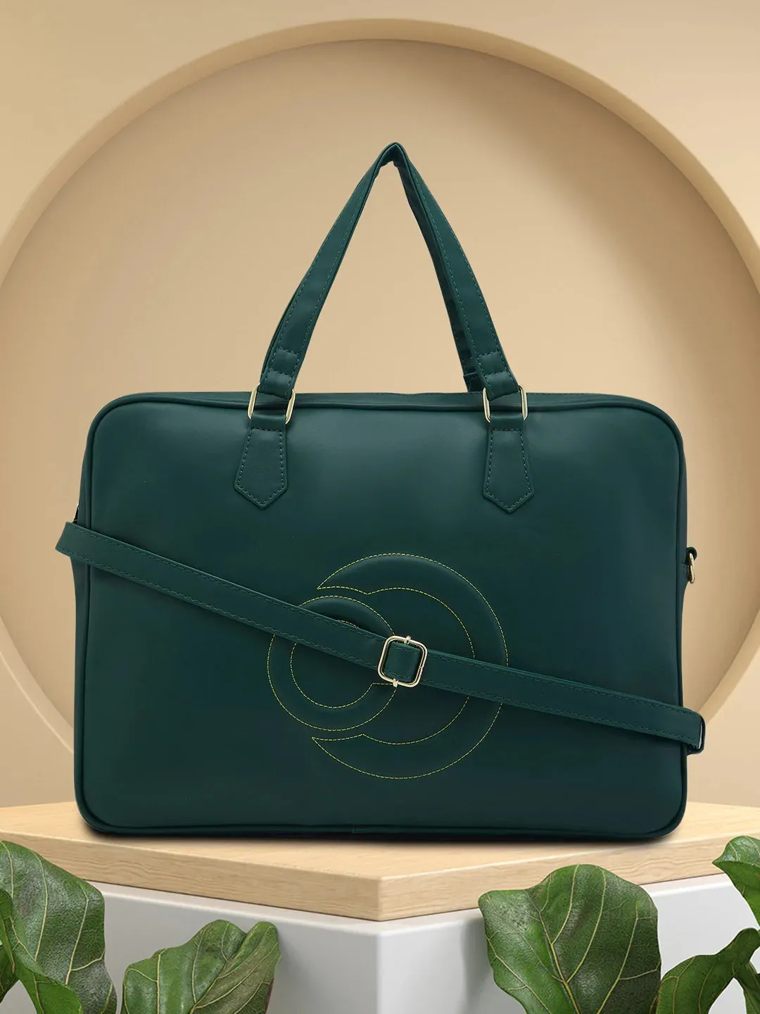 Caprese Dora Large Dark Green Laptop Bag