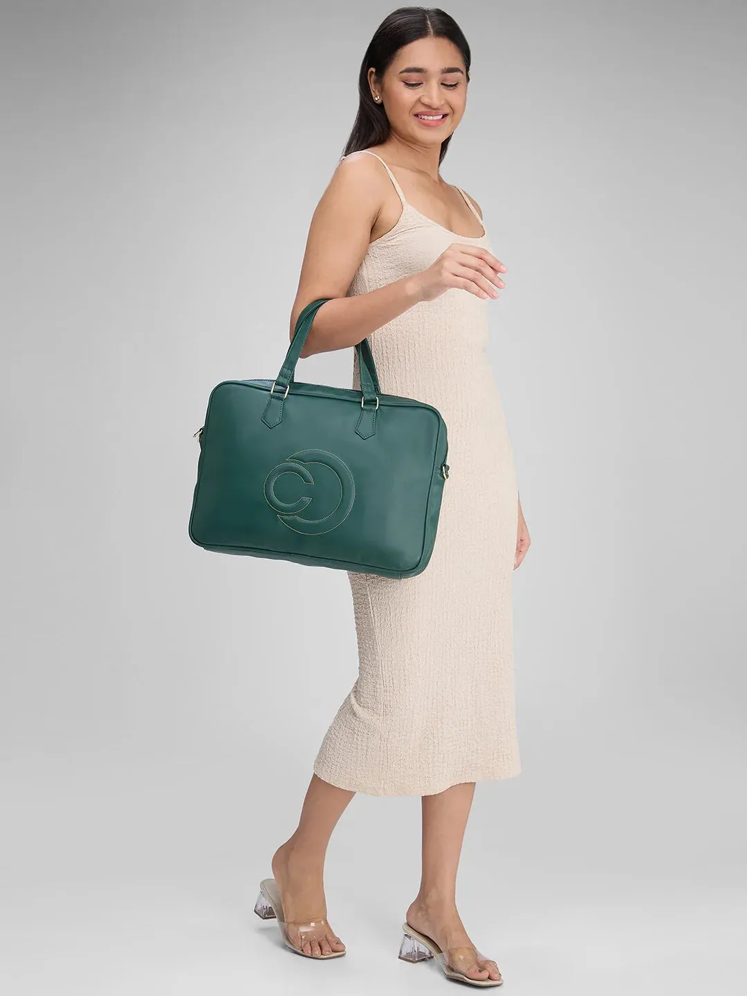 Caprese Dora Large Dark Green Laptop Bag