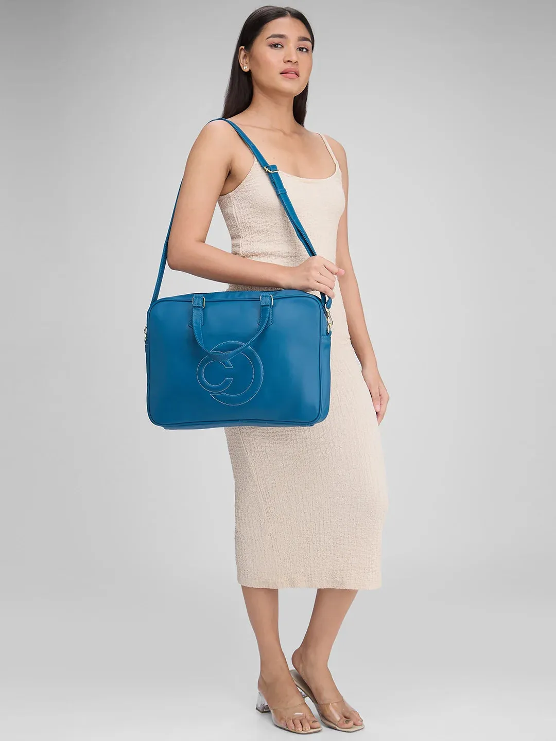 Caprese Dora Large Teal Laptop Bag