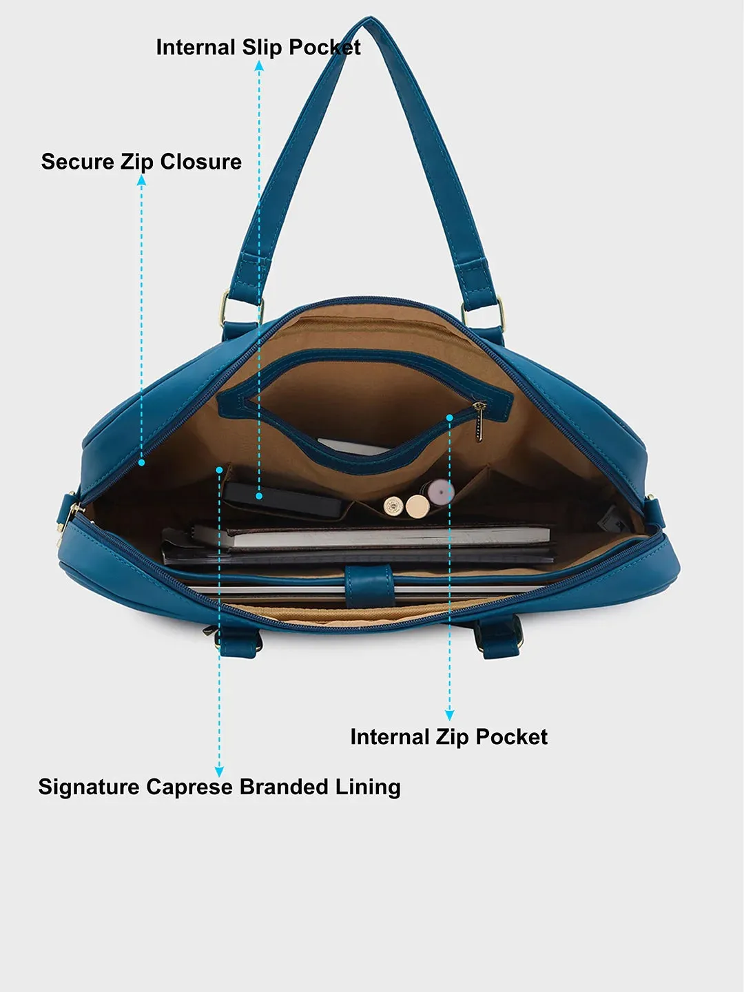 Caprese Dora Large Teal Laptop Bag