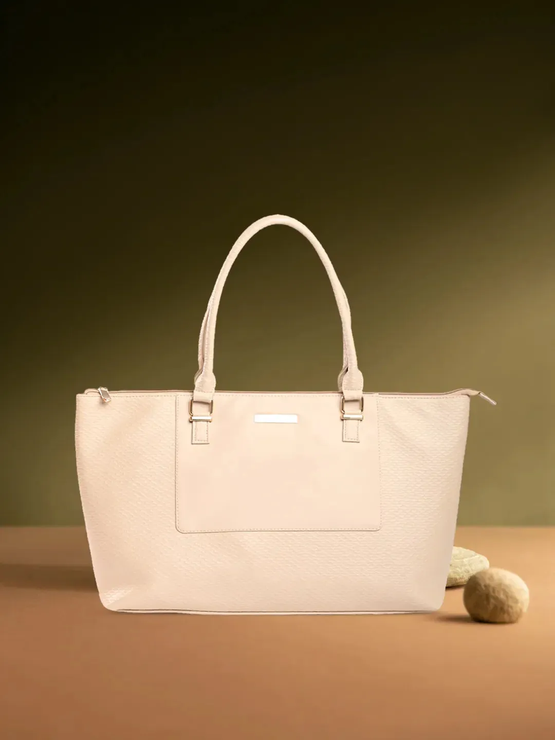 Caprese Fiona Tote Large Beige Office Laptop Bag