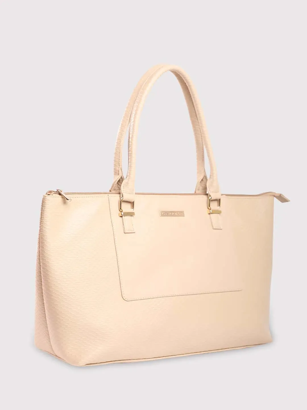 Caprese Fiona Tote Large Beige Office Laptop Bag