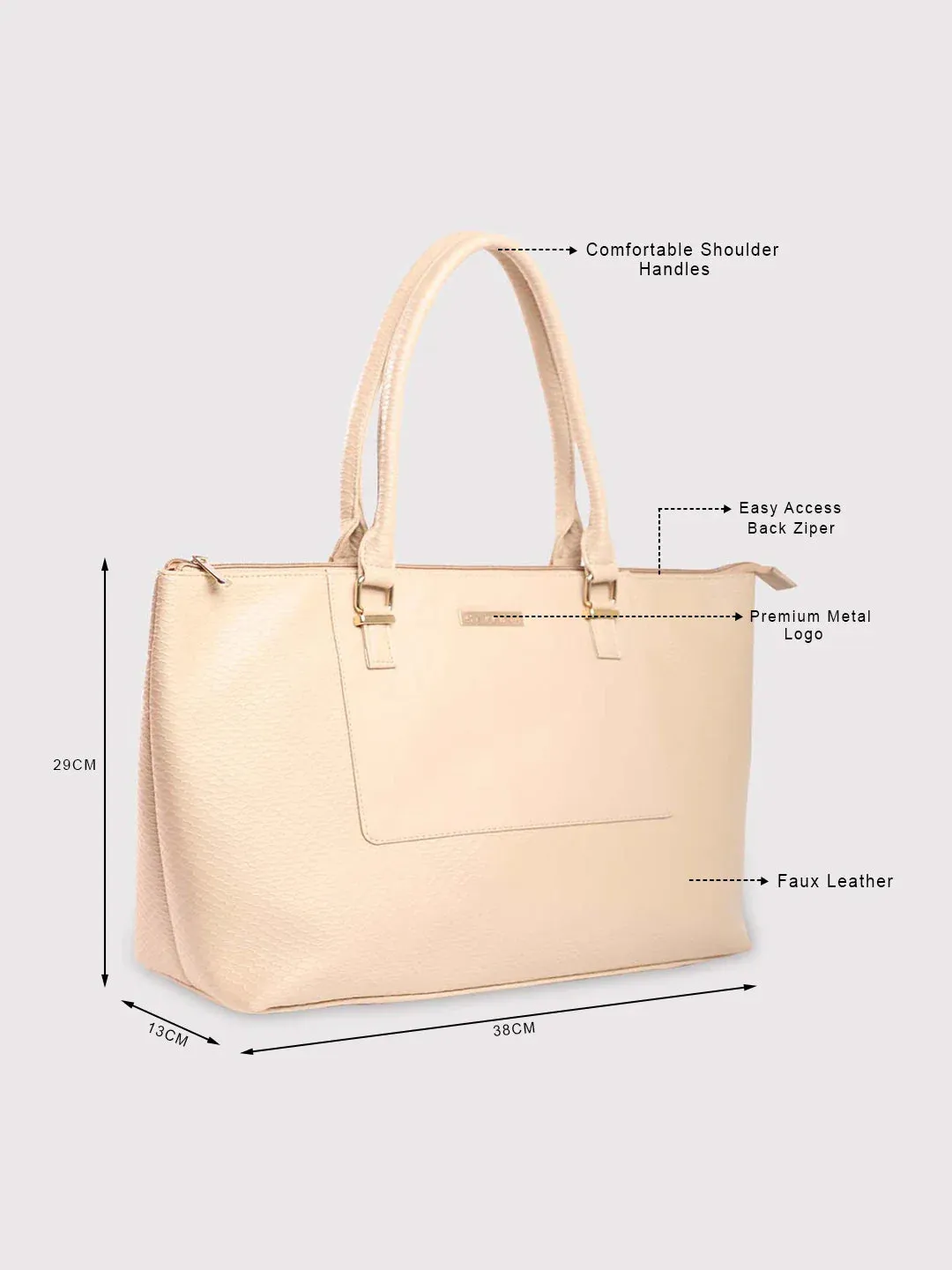 Caprese Fiona Tote Large Beige Office Laptop Bag