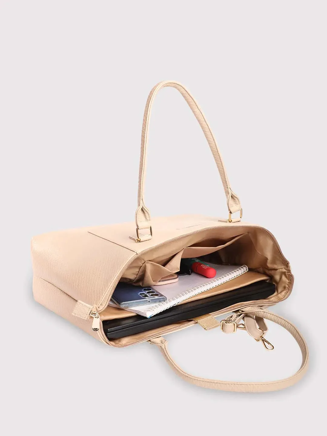 Caprese Fiona Tote Large Beige Office Laptop Bag