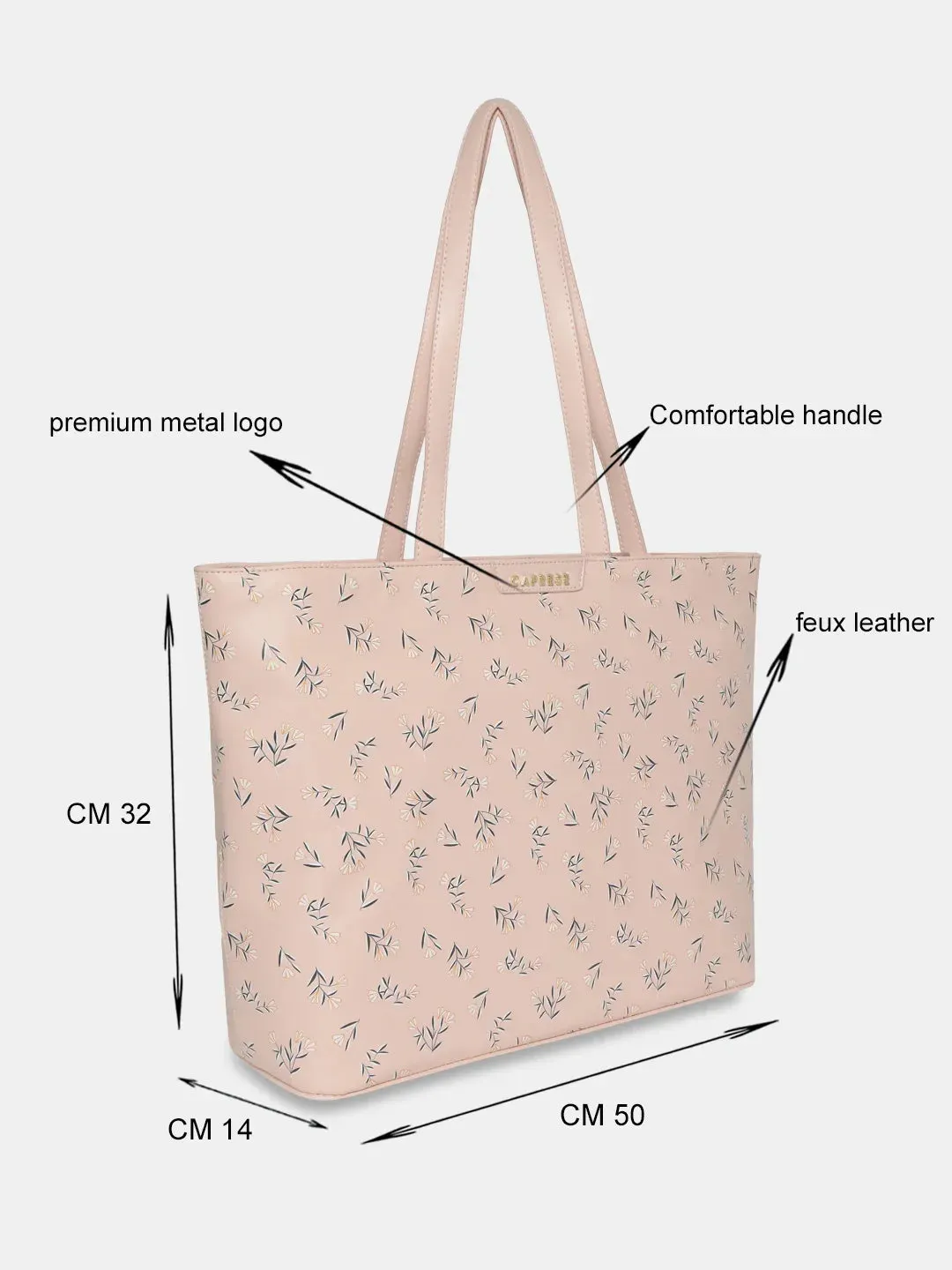 Caprese Merida Tote Printed Large Blush Laptop Bag