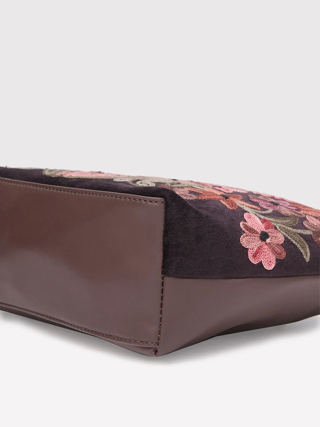 Caprese Tresna Embroidery Brown Crossbody Bag