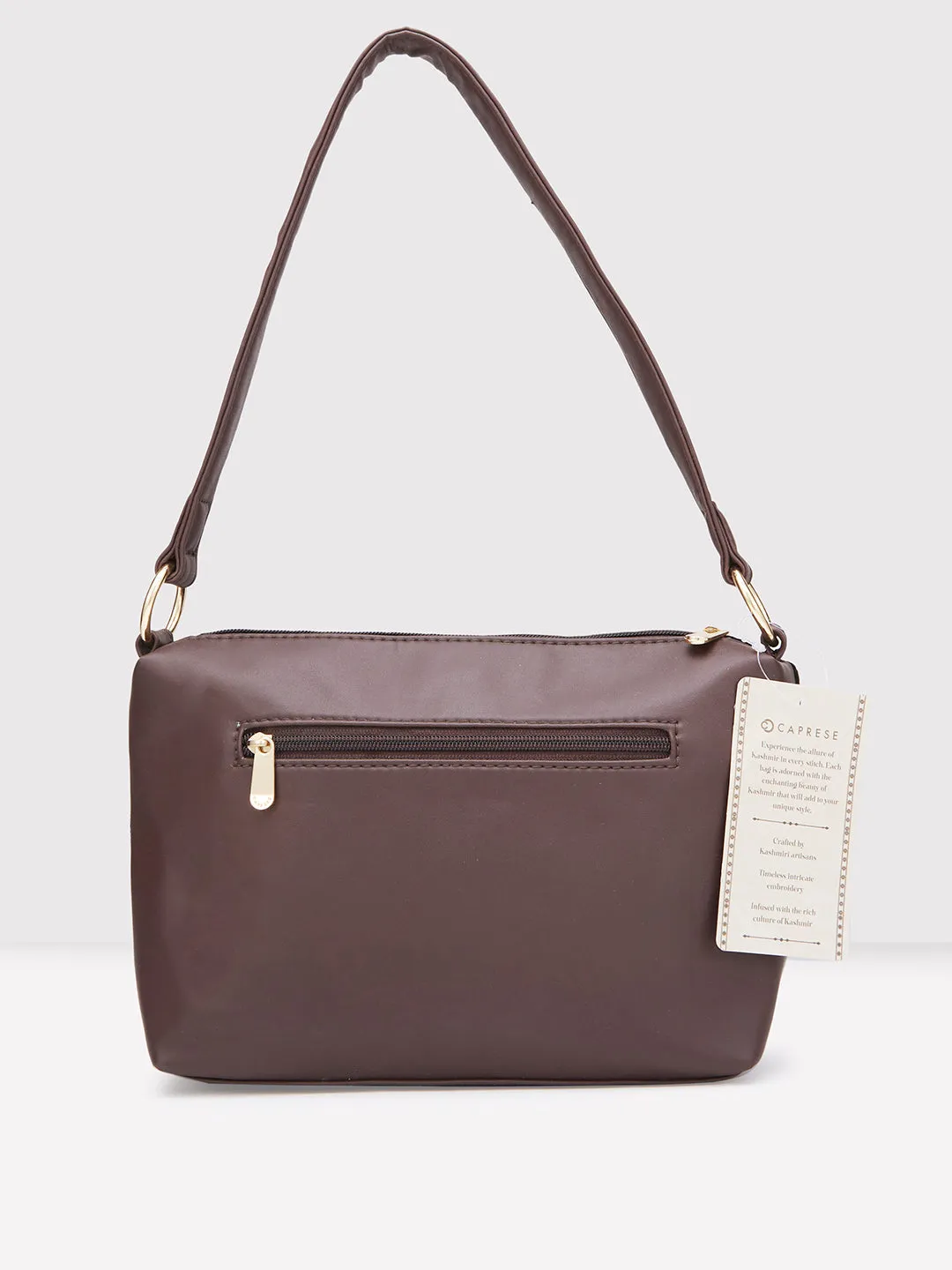 Caprese Tresna Embroidery Brown Crossbody Bag