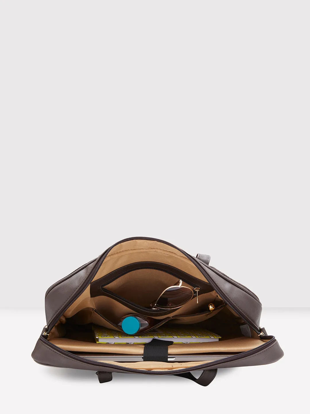 Caprese Tresna Embroidery Brown Laptop Tote