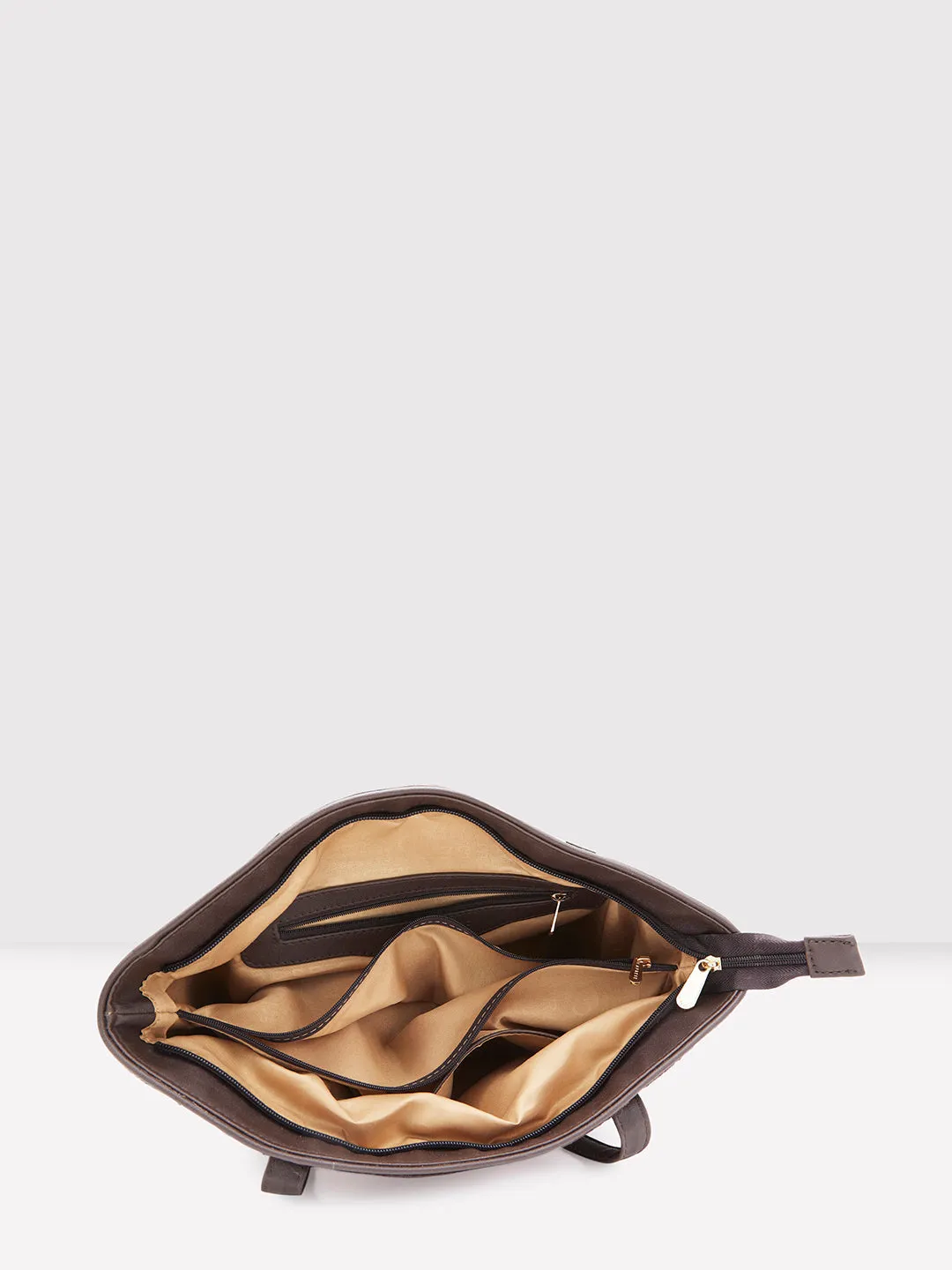 Caprese Tresna Embroidery Brown Tote Handbag