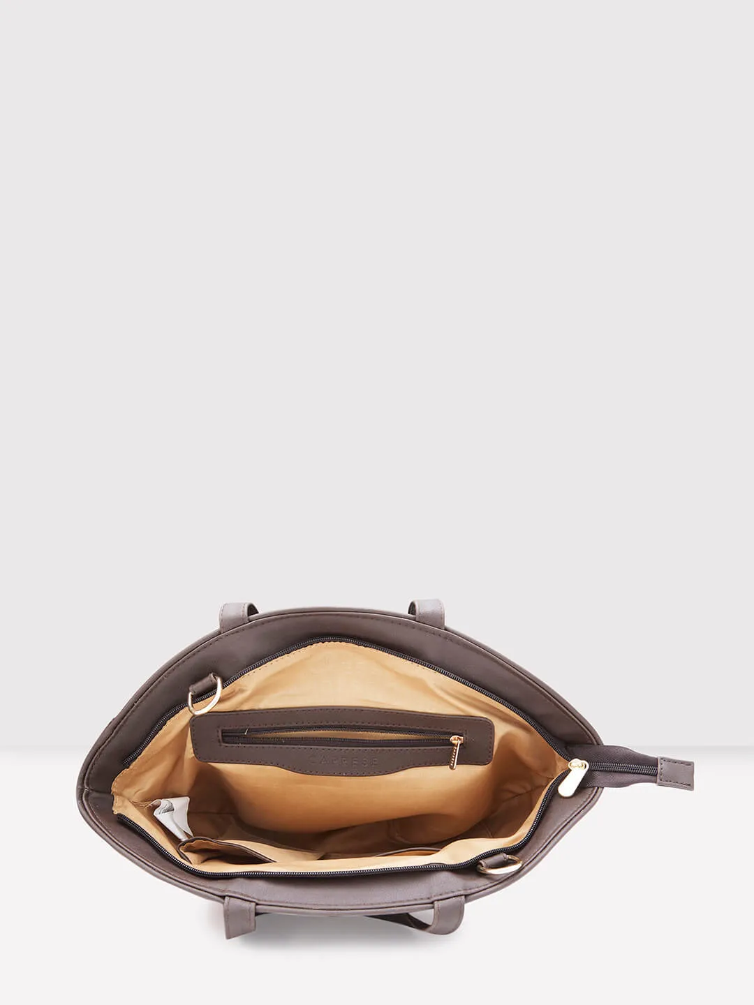 Caprese Tresna Embroidery Brown Tote Handbag