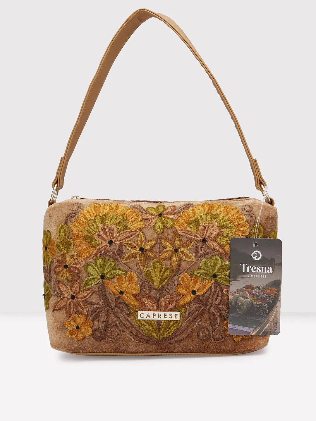 Caprese Tresna Embroidery Fawn Crossbody Bag