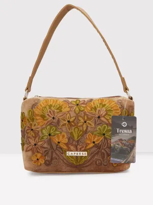 Caprese Tresna Embroidery Fawn Crossbody Bag