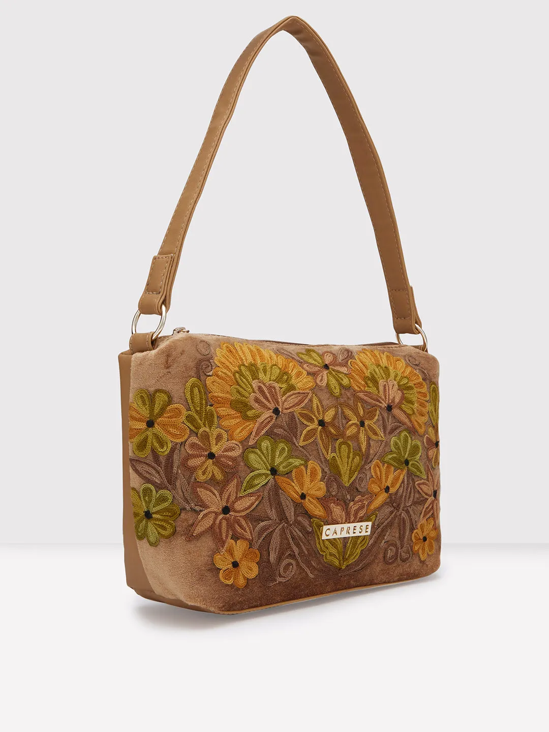 Caprese Tresna Embroidery Fawn Crossbody Bag