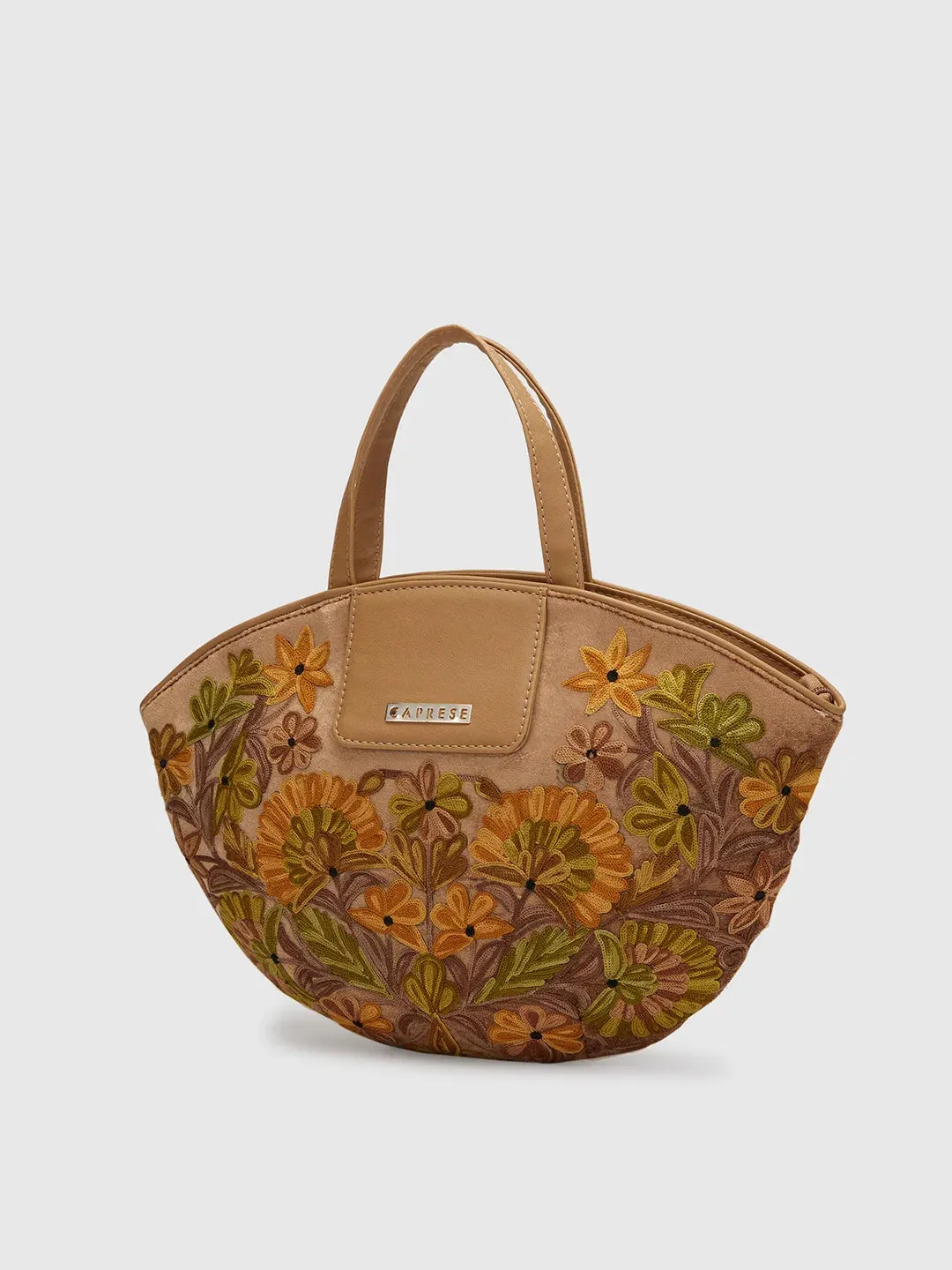Caprese Tresna Embroidery Fawn Tote Handbag