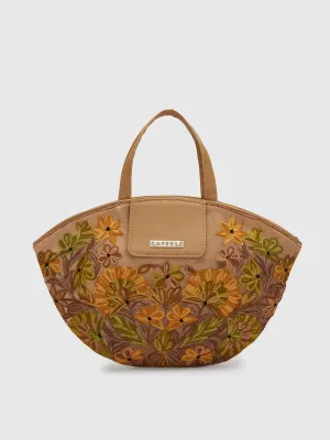 Caprese Tresna Embroidery Fawn Tote Handbag