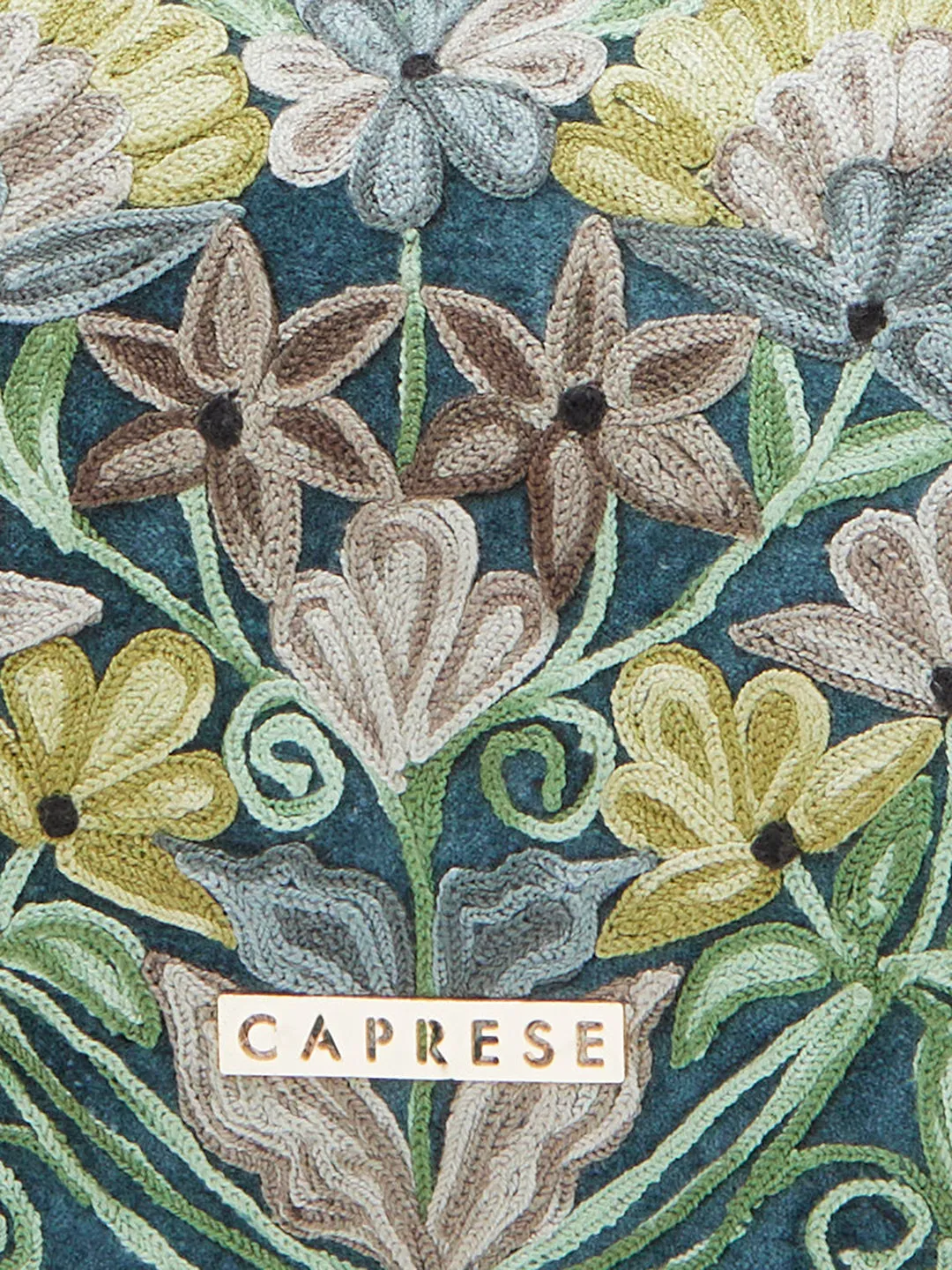 Caprese Tresna Embroidery Green Crossbody Bag