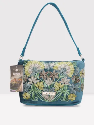 Caprese Tresna Embroidery Green Crossbody Bag