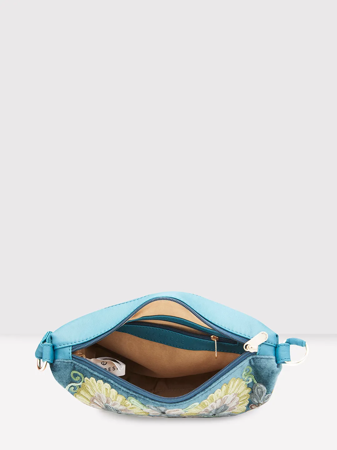 Caprese Tresna Embroidery Green Crossbody Bag