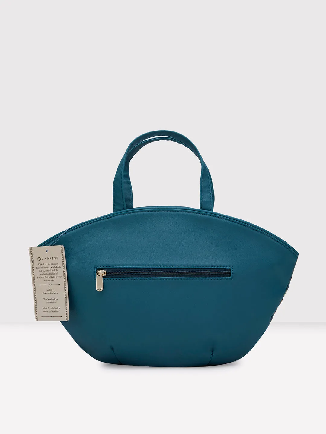 Caprese Tresna Embroidery Green Tote Handbag