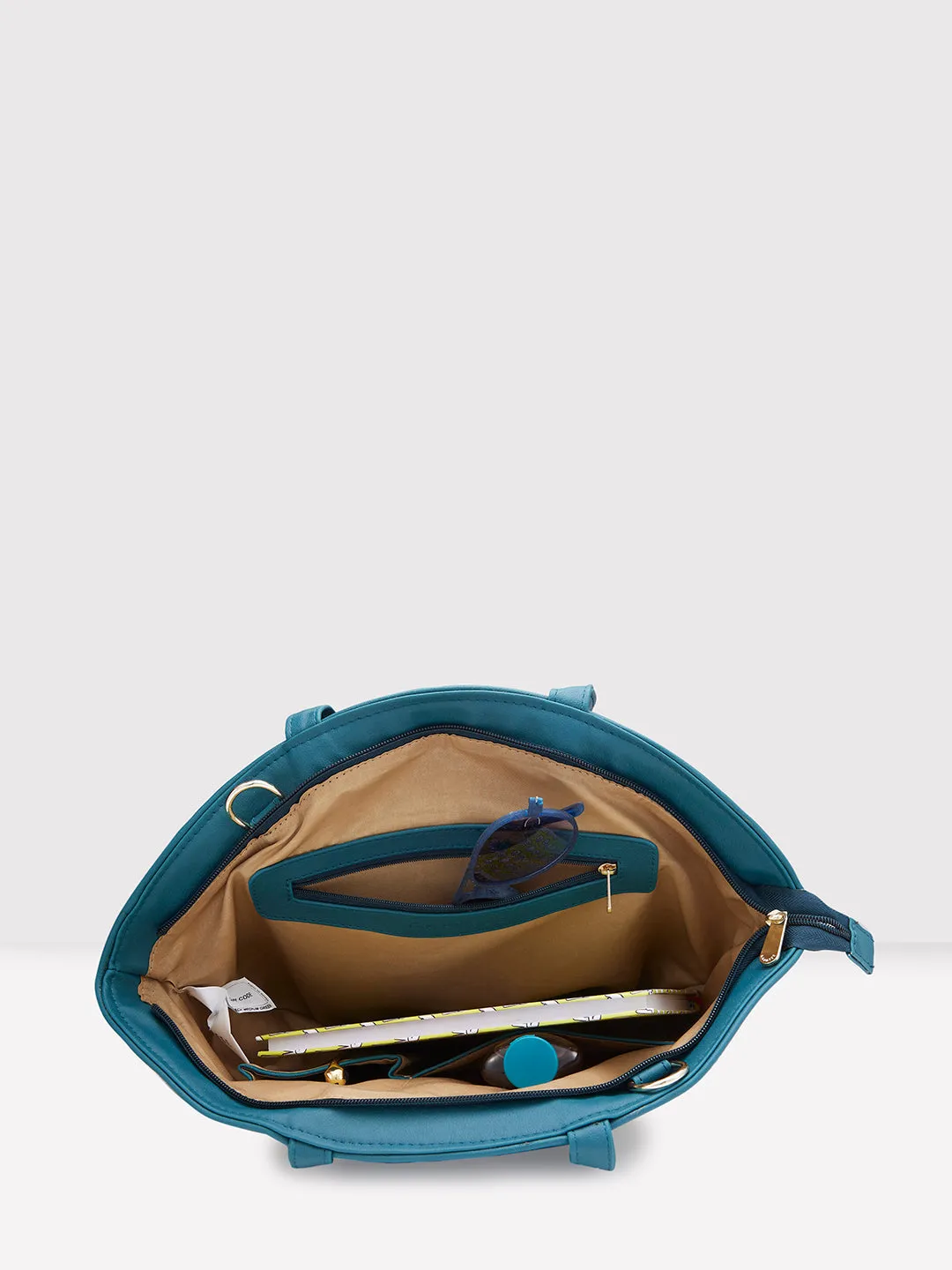Caprese Tresna Embroidery Green Tote Handbag