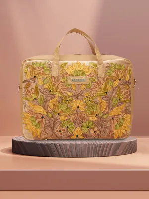 Caprese Tresna Embroidery Large Fawn Laptop Tote