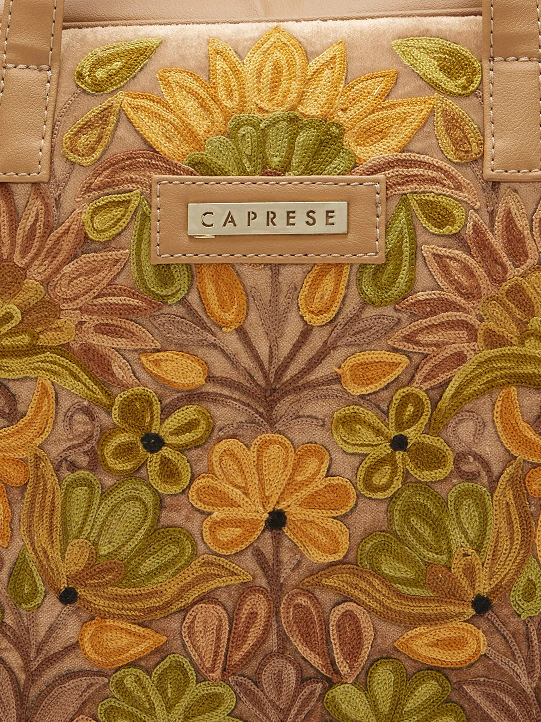 Caprese Tresna Embroidery Large Fawn Laptop Tote