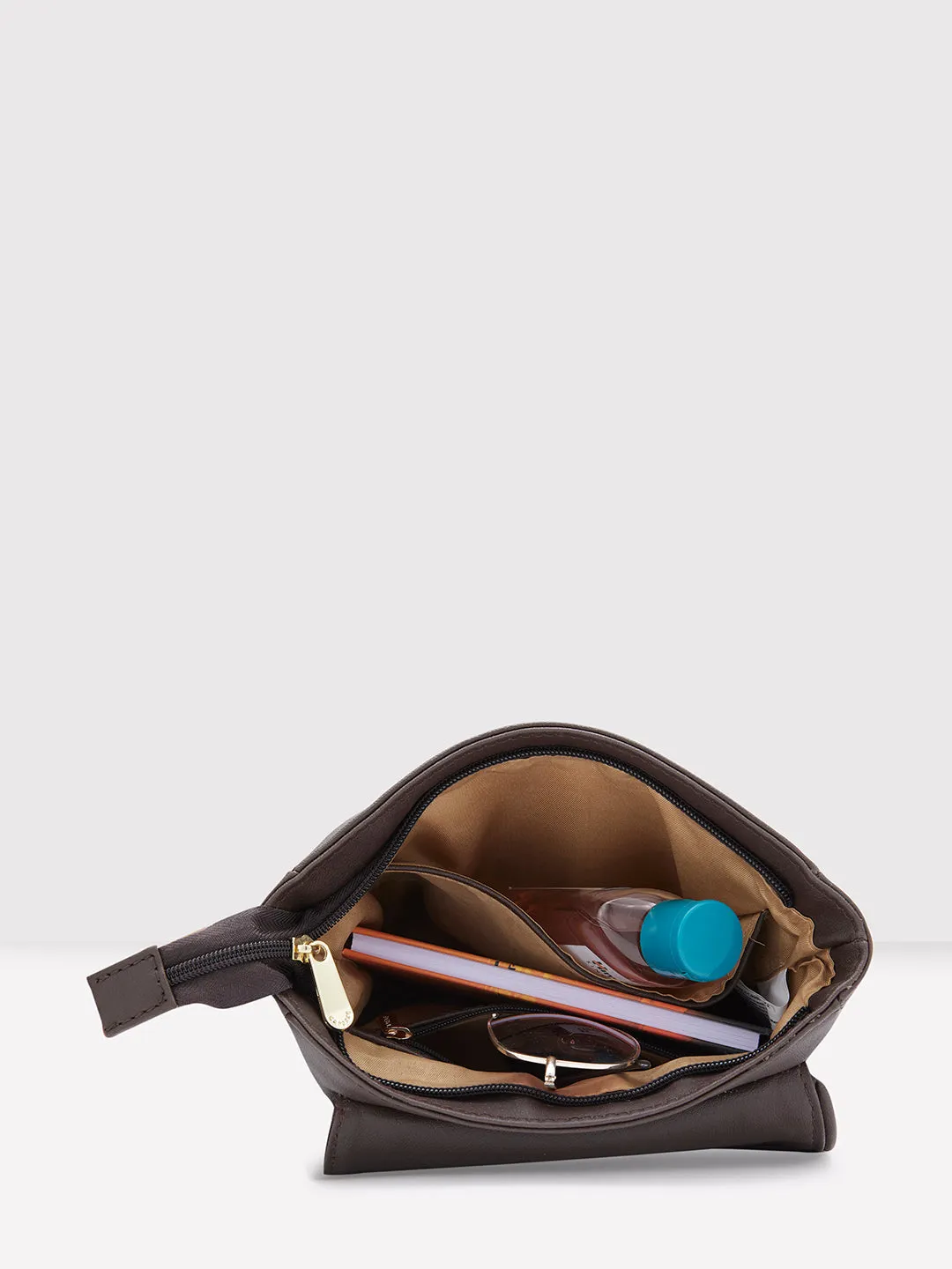 Caprese Tresna Large Embroidery Brown Sling Bag