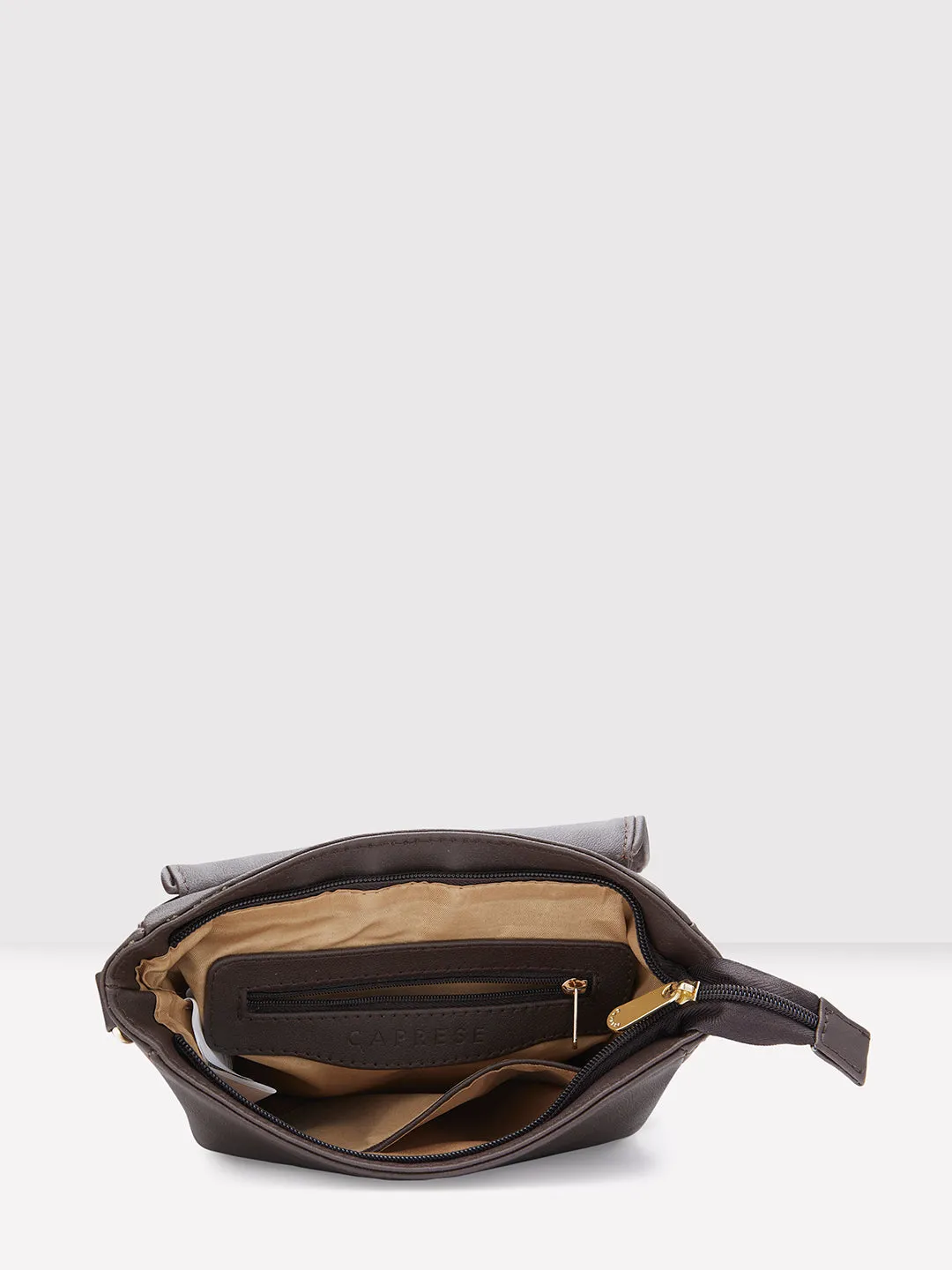 Caprese Tresna Large Embroidery Brown Sling Bag