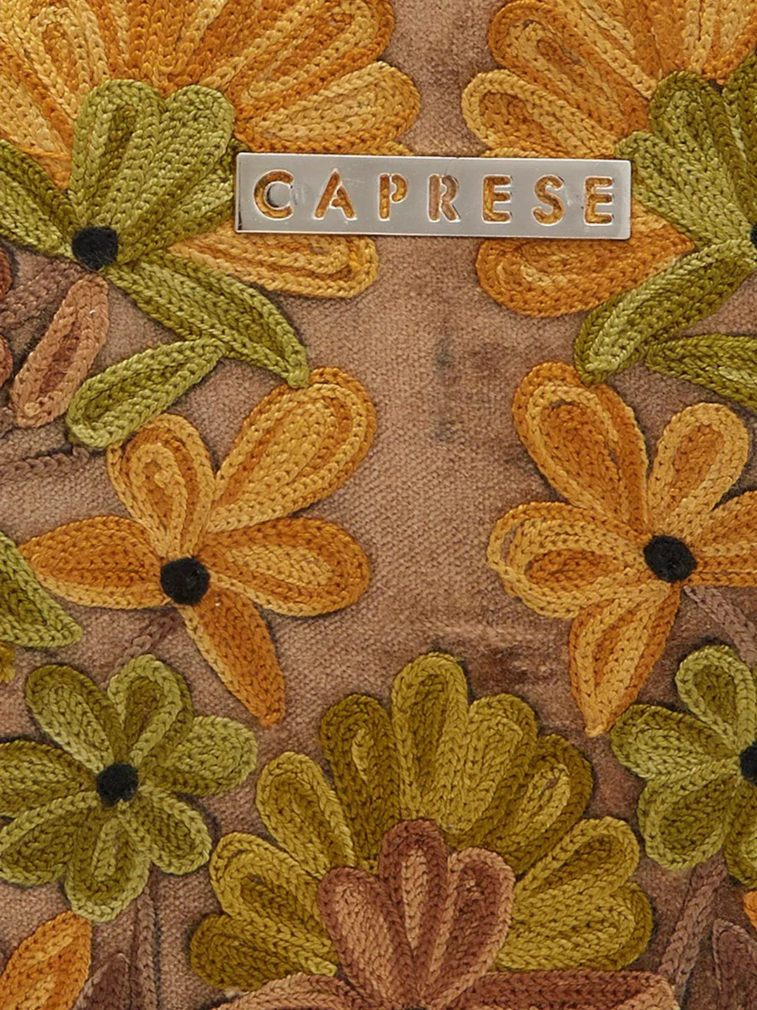 Caprese Tresna Medium Embroidery Fawn Sling Bag