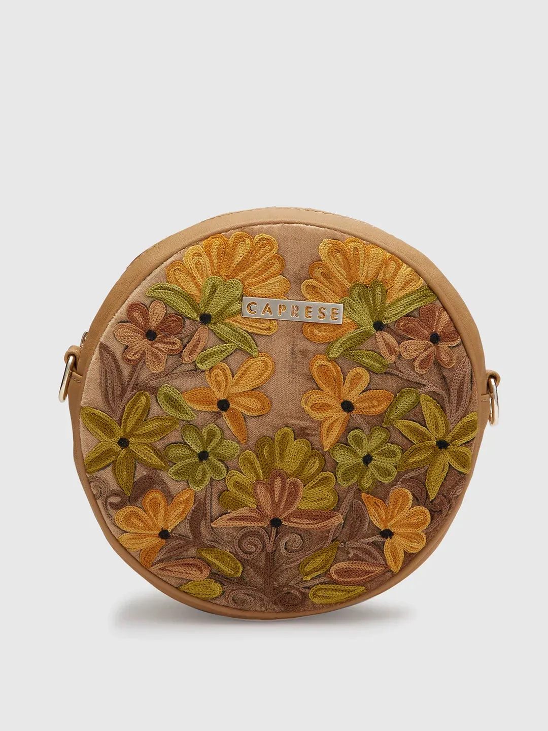Caprese Tresna Medium Embroidery Fawn Sling Bag