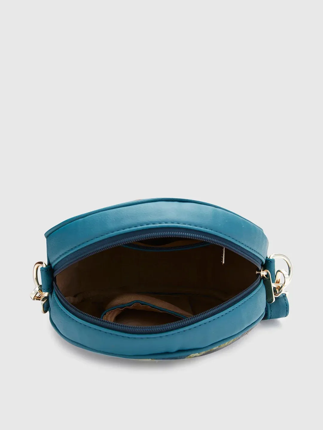 Caprese Tresna Medium Embroidery Green Sling Bag
