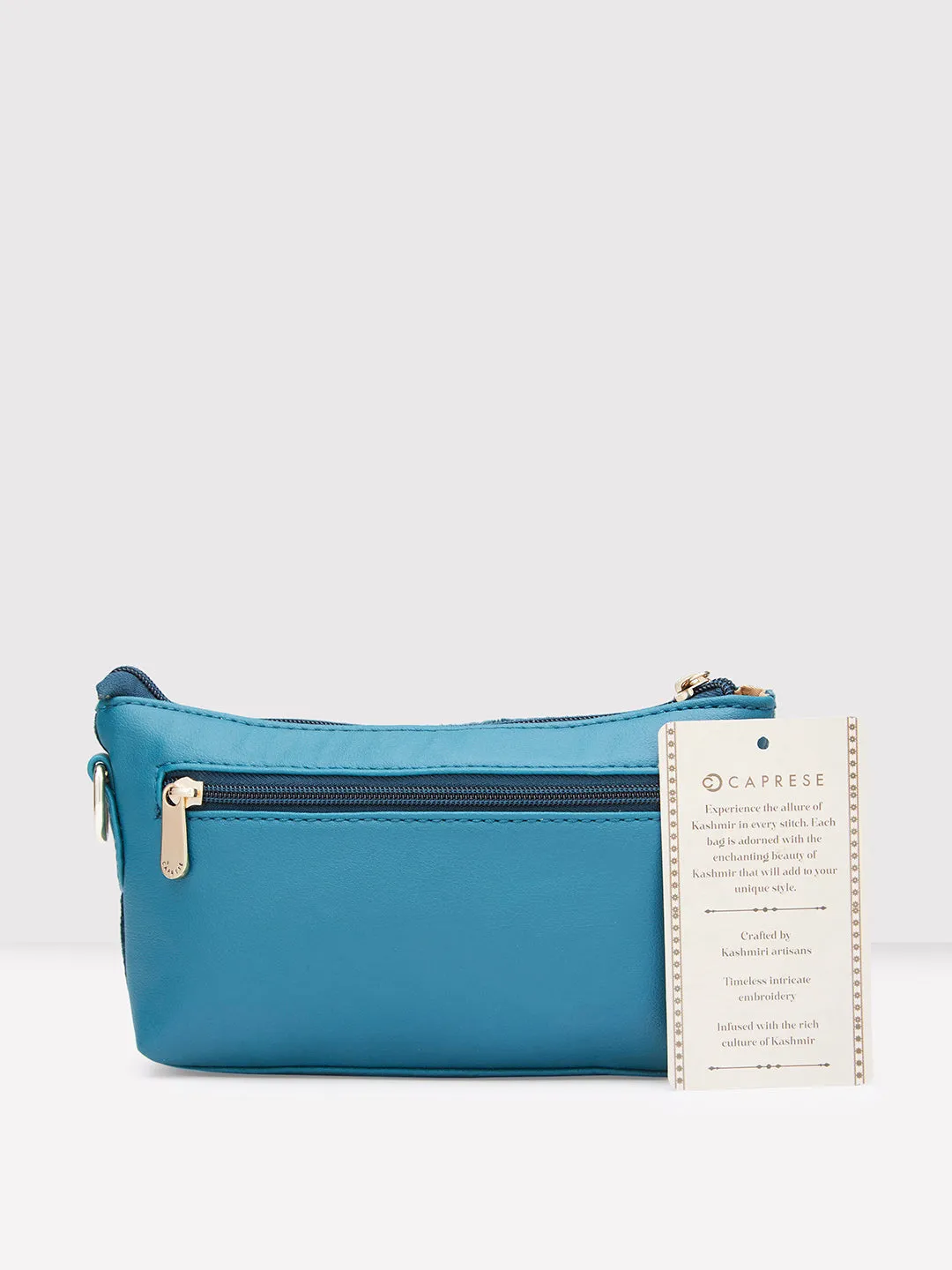 Caprese Tresna Small Embroidery Green Sling Bag