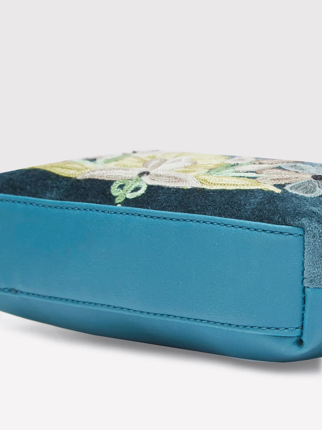 Caprese Tresna Small Embroidery Green Sling Bag