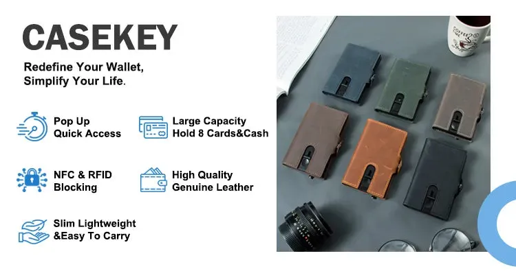 CASEKEY Leather Pop-up Smart Wallet with RFID Blocking