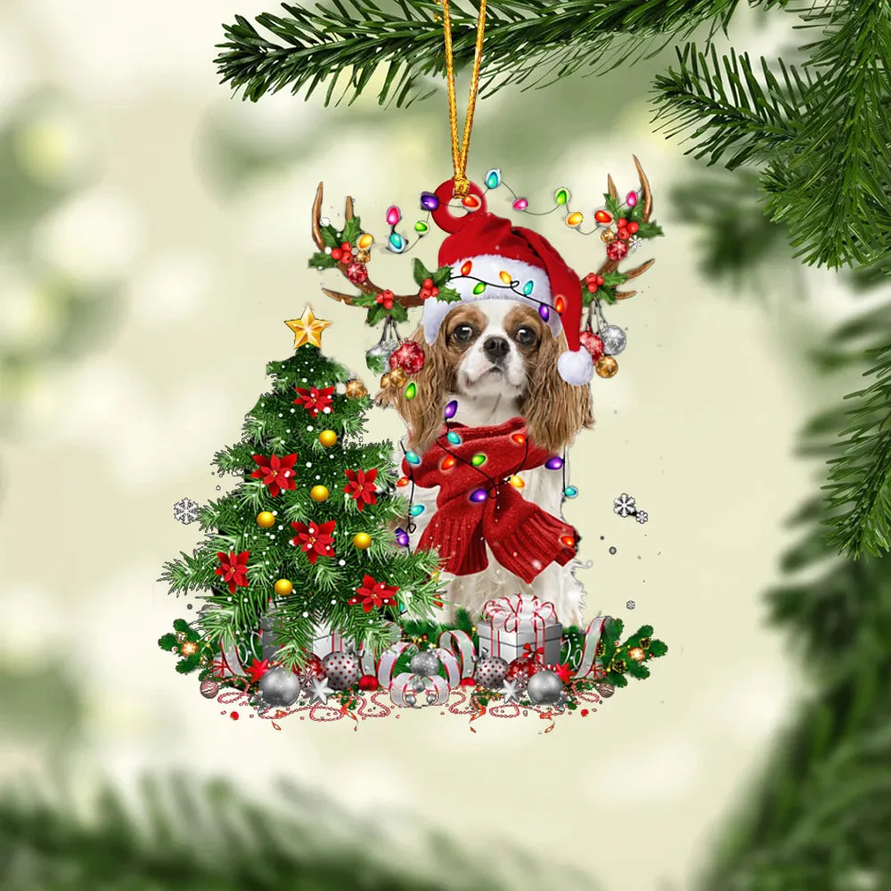 Cavalier King Charles Spaniel-Reindeer Christmas-Two Sided Ornament