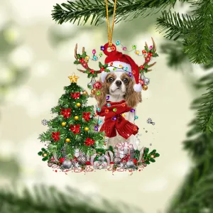 Cavalier King Charles Spaniel-Reindeer Christmas-Two Sided Ornament