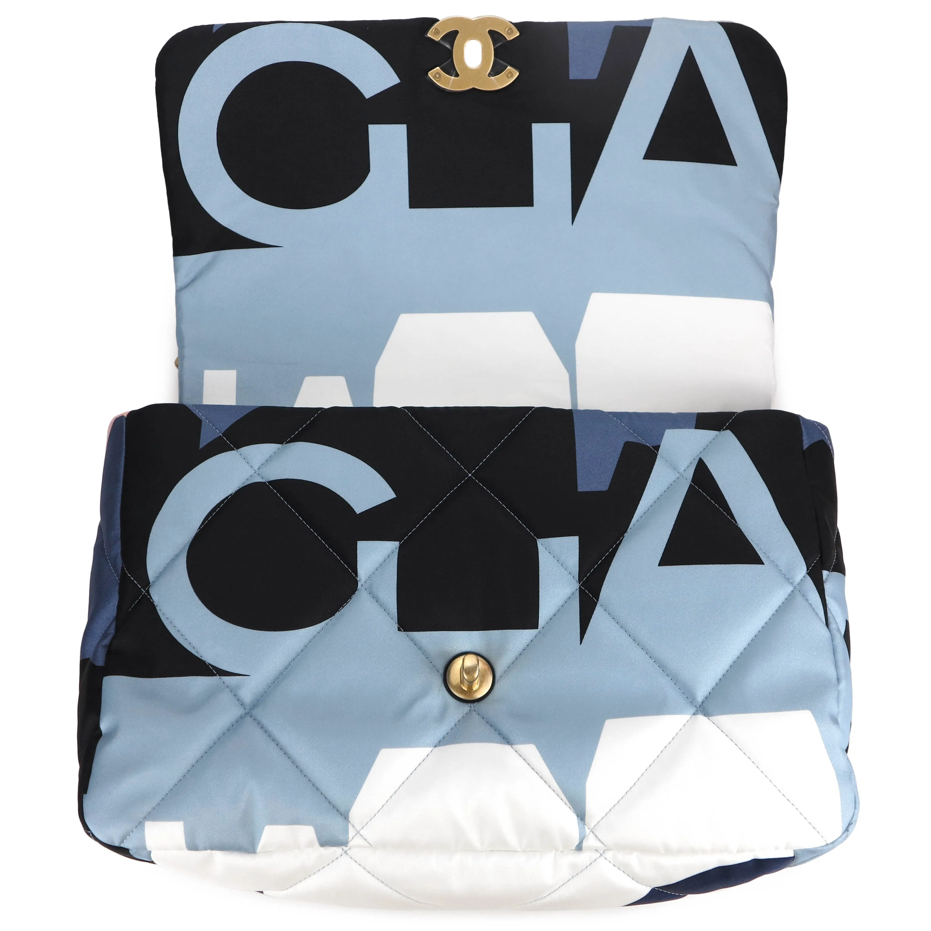 CHANEL 19 Maxi Flap Bag in Multicolor Printed Silk