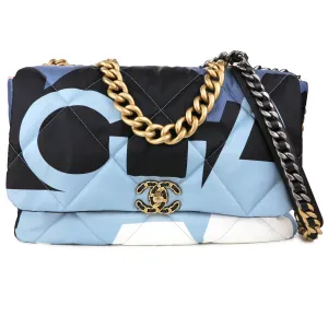 CHANEL 19 Maxi Flap Bag in Multicolor Printed Silk