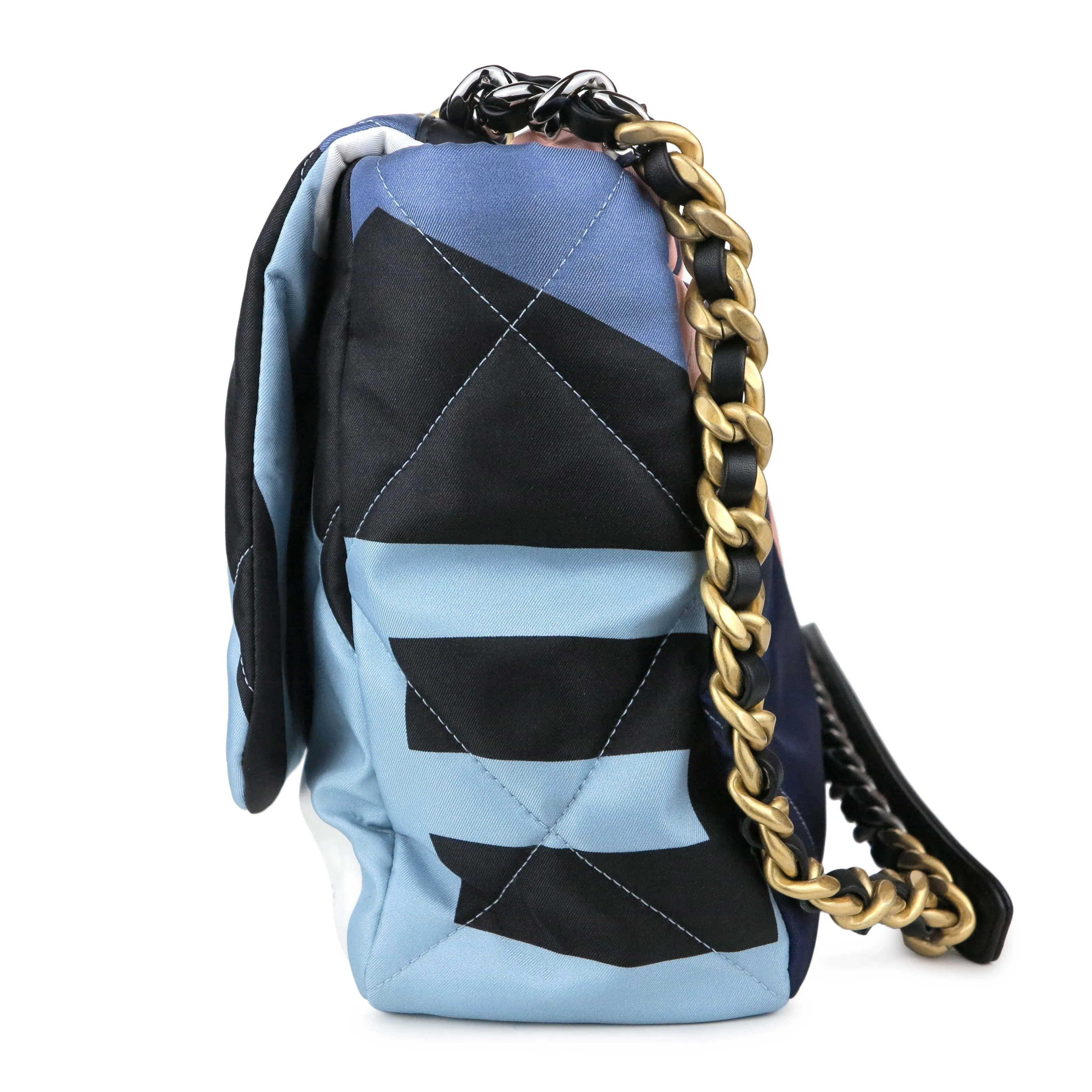 CHANEL 19 Maxi Flap Bag in Multicolor Printed Silk