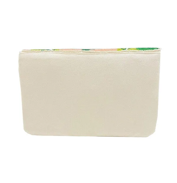 Cheetah Leaf Blush Handmade Beaded Clutch